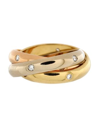 15 Diamond Trinity Ring 18K Tricolor Gold with Diamonds