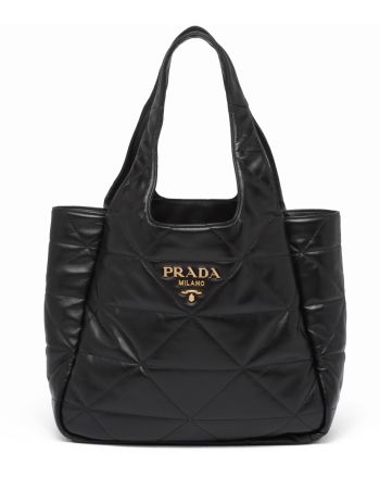 Prada Medium Nappa-leather Tote Bag With Topstitching 1BG450 Black