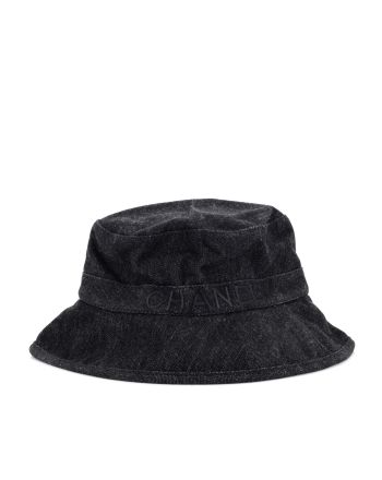 Logo Letters Bucket Hat Embroidered Denim