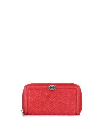 Boy Zip Around Wallet Quilted Caviar Long