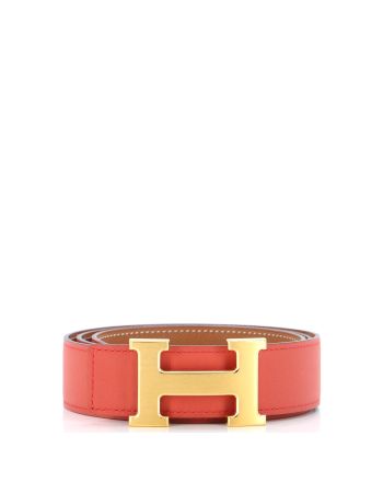 Constance Martelee H Reversible Belt Leather with Brushed Hardware Medium 90