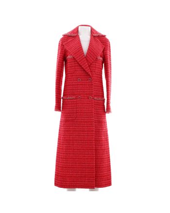 Women's Four Pocket Long Button Up Coat Tweed