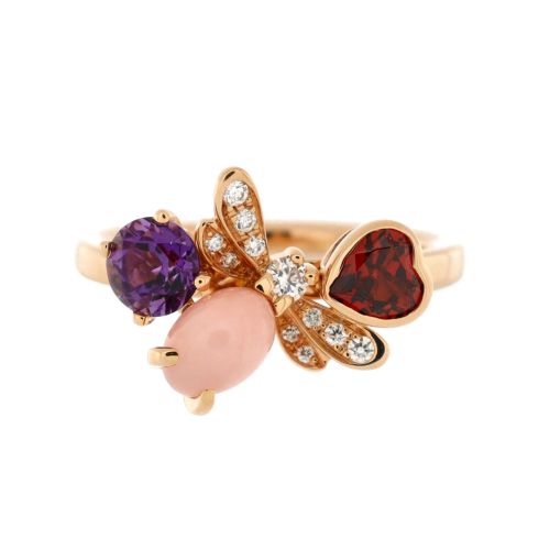 Attrape Moi Si Tu M'Aimes Ring 18K Rose Gold with Diamonds and Precious Stones