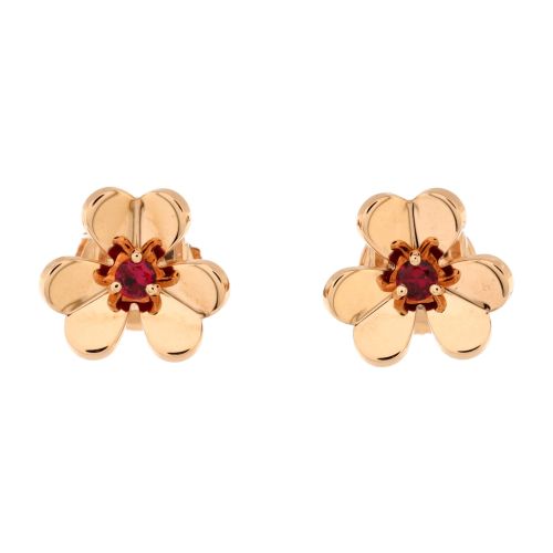 Frivole Stud Earrings 18K Rose Gold with Ruby