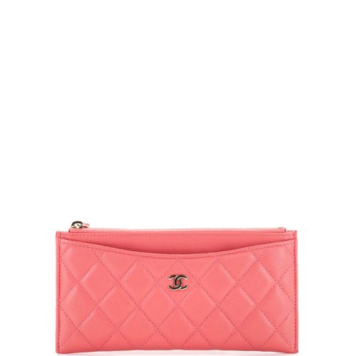 Classic Zip Pouch Quilted Caviar Long