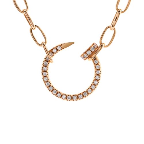 Juste un Clou Chain Pendant Necklace 18K Rose Gold and Pave Diamonds