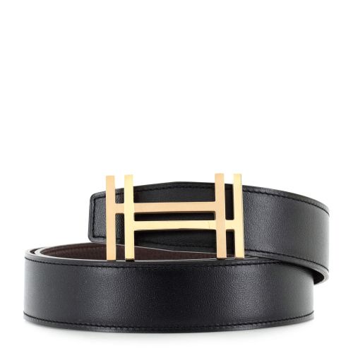 H Au Carre Reversible Belt Leather Wide 90