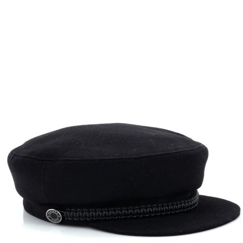 Deauville Newsboy Cap Cashmere with Braided Leather